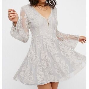 Free People Reign Over Me Long Sleeve Lace Mini Dress